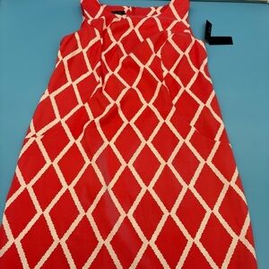 Alyx Woman Salmon and White Geometric Dress Size 14W Knee Length